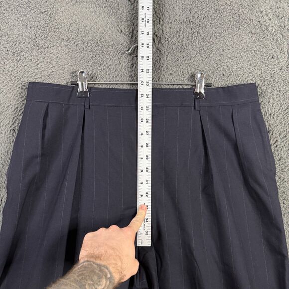 Vtg Polo Ralph Lauren Pants Mens 36x30 Blue Striped Pleated Dress Trousers Wool - Picture 7 of 10